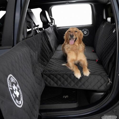 Hard Bottom with Door Protection – Waterproof Truck Back Seat Extender for Dogs Hard Bottom – Machine Washable with Travel Bag – Large Size fits Full-Size Trucks – Backseat Extender for Dogs