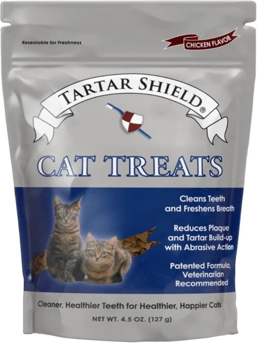 Tartar Shield Cat Treats | Daily Dental Treats | Cleans Teeth & Gums Fresh Breath Natural Oral Health Support | Wholesome & All-Natural Bites | USA Made | Tasty Chicken Flavor