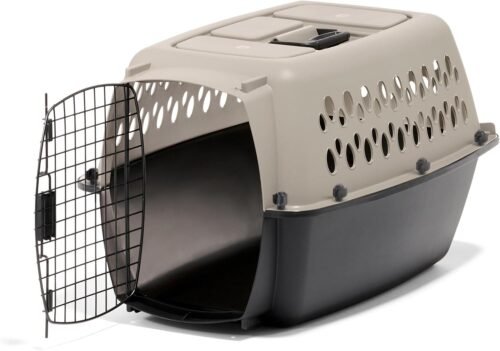 Petmate Vari Dog Kennel – Portable Dog Carriers & Crates for Small Dogs, Airline-Friendly, Durable Plastic, Pet Carrier For Home and Travel, 24 Inches, Taupe and Black